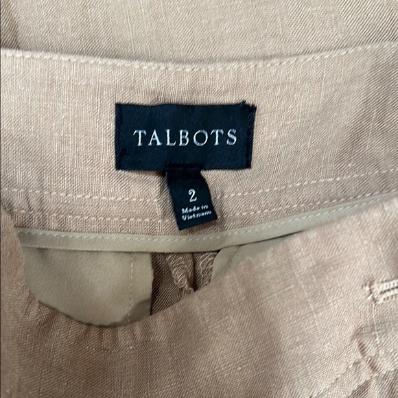 Talbots Linen Tan Wide-Leg Pants 2 - Picture 6 of 7